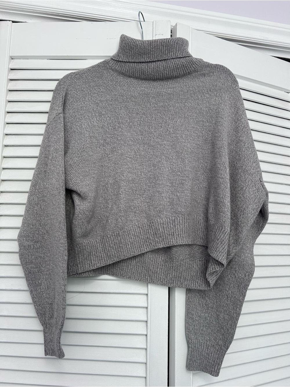 Divided Gray Cropped Turtleneck Sweater